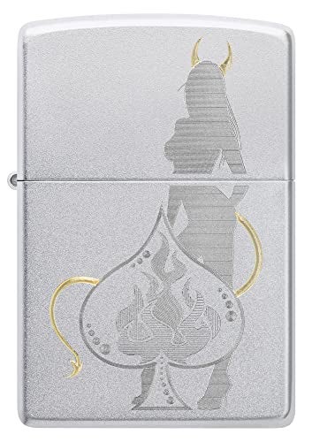 Zippo Devilish Ace Design Satin Chrome Pocket Lighter - Image 3