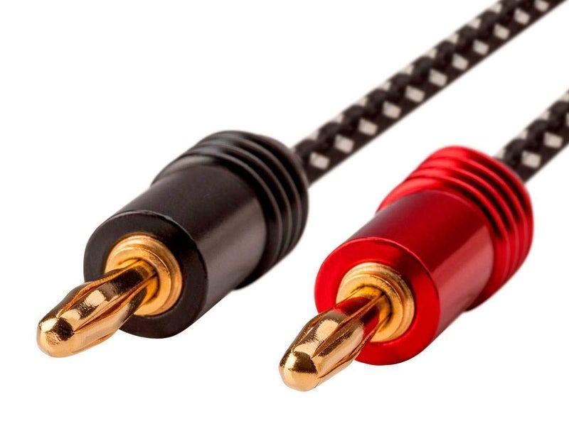Monoprice Premium Braided Speaker Wire 14AWG - With Gold Plated Banana Plug Connectors - Affinity Series, 1 Pack, 6 Foot Red/Black - Image 2