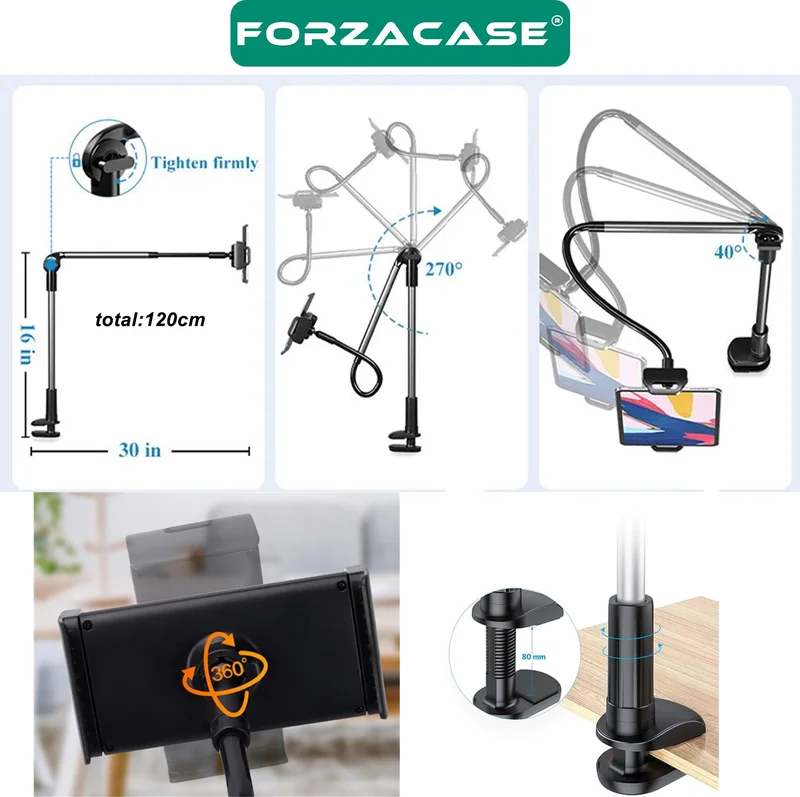فورزاكاس 360° Adjustable 4.0-6.5 Inch Mini Tablet and Phone Holder Stand 120 cm - FC610