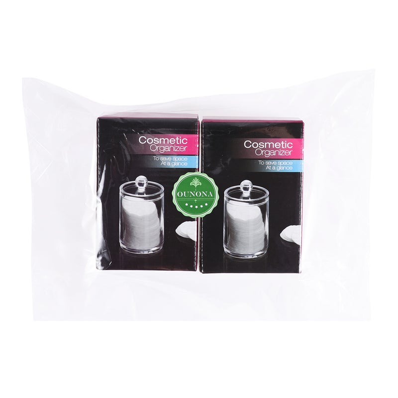 2pcs Transparent Cotton and Swab Dispenser Round Container Cotton Pads Holder Swab Jar Makeup Organizer - Image 5