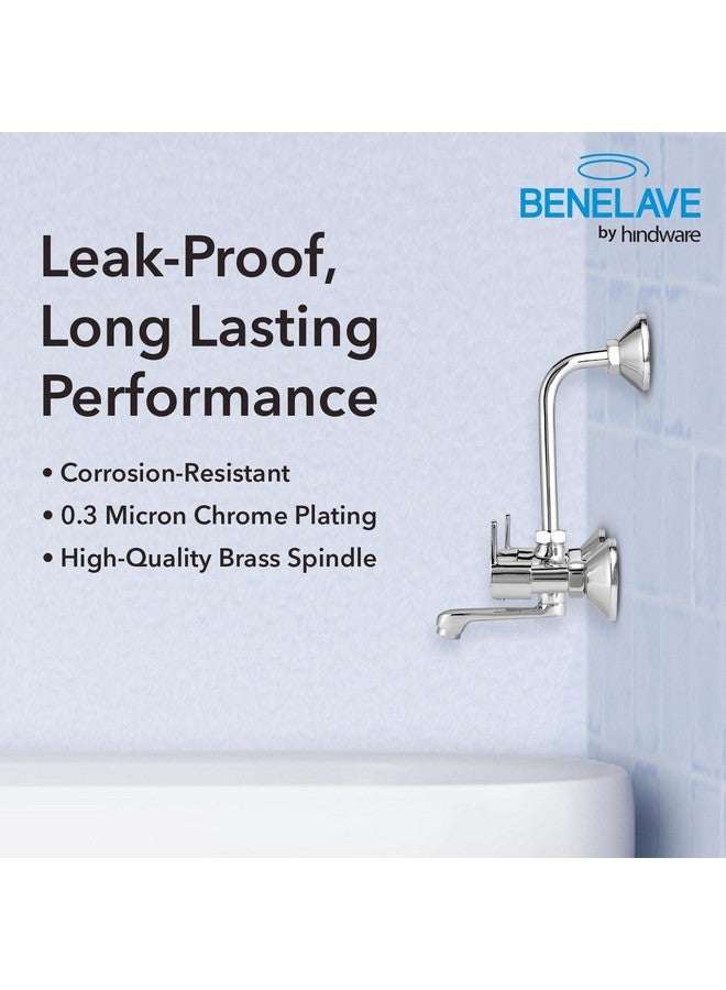 hindware Benelave by Hindware Volga Brass Wall Mixer for Bathroom with Stainless Steel L-Bend Provision for Overhead Shower, Chrome Finish | 7-Year Manufacturer Warranty  - Image 4