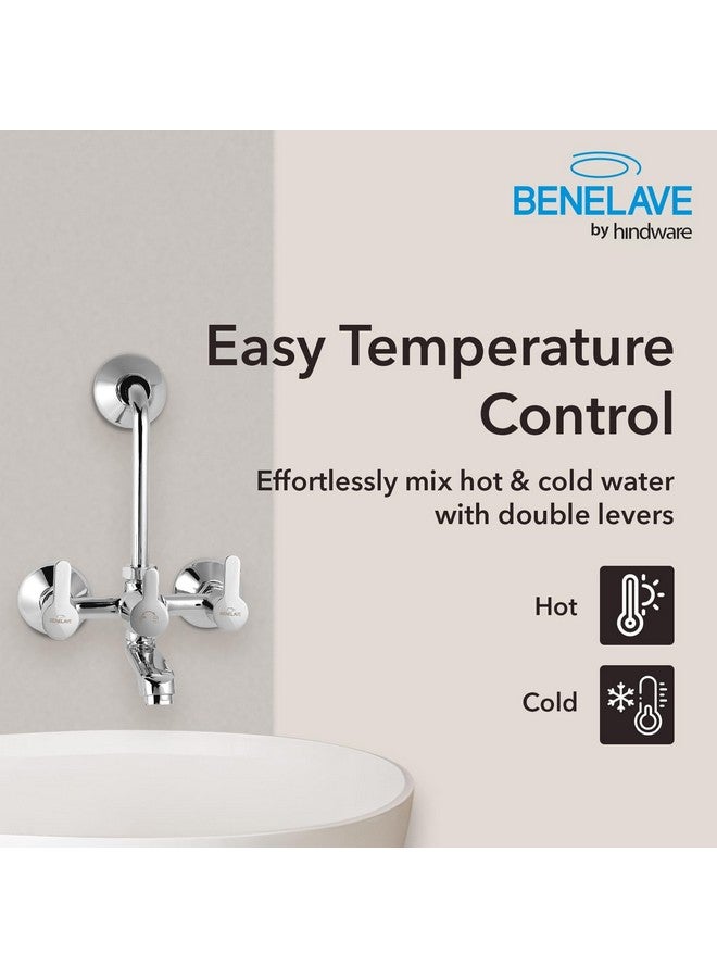 hindware Benelave by Hindware Volga Brass Wall Mixer for Bathroom with Stainless Steel L-Bend Provision for Overhead Shower, Chrome Finish | 7-Year Manufacturer Warranty  - Image 3