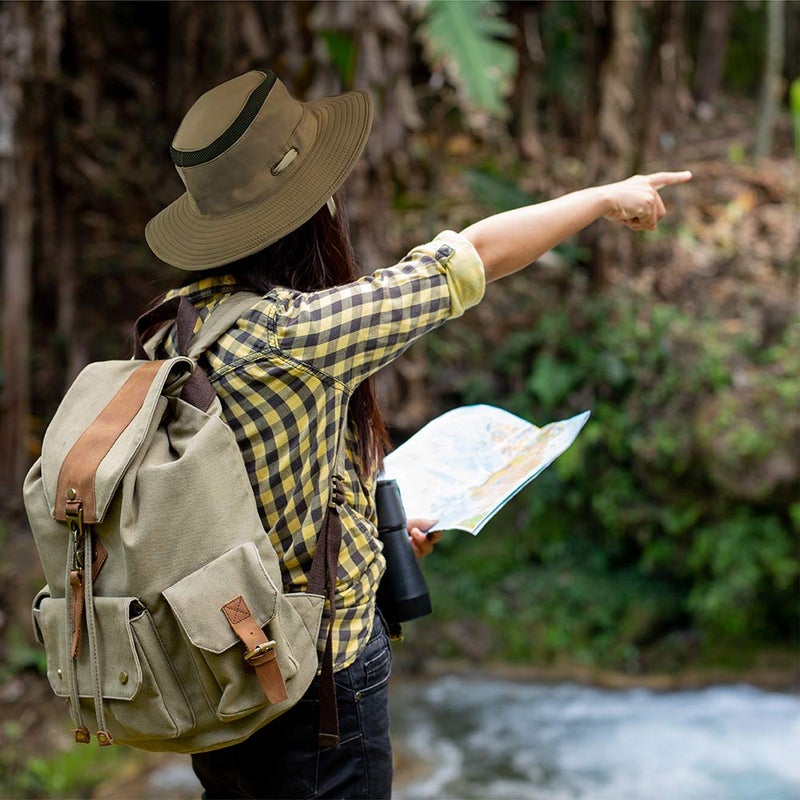 Suncube قبعة شمسية واسعة الحواف للرجال في الهواء الطلق، قبعة حماية من الشمس للنساء، قبعة بوني للتنزه، قبعة صيد صيفية للشاطئ، حماية UPF 50+، زيتون أخضر - Image 5