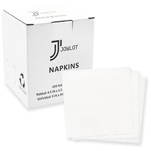 JOWLOT Cocktail Napkins - 200 Count 2-Ply White Napkins Disposable, 4.5 x 4.5 Inch Folded Paper Napkins Bulk Beverage Napkins for Dinner Wedding Bar Party and Everyday Use - Image 1