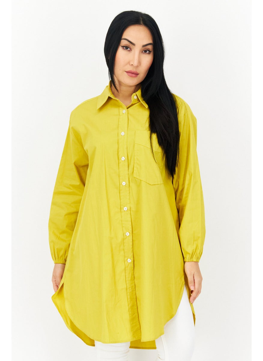 Women Point Neck Long Sleeve Plain Blouse, Yellow - pzsku/Z59A882643911AB47626FZ/45/_/1737641942/d0337135-db50-4e5c-86dc-93d738917ec3