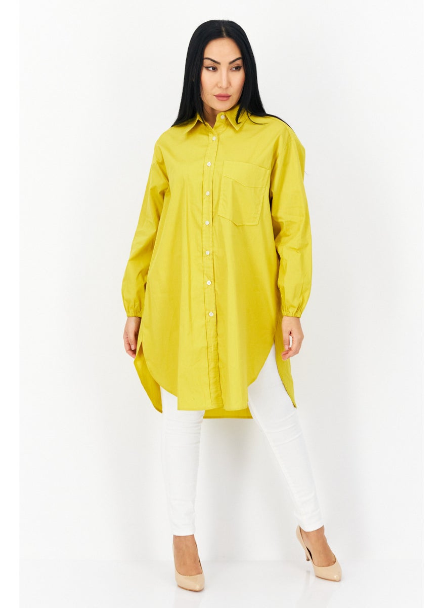 Women Point Neck Long Sleeve Plain Blouse, Yellow - pzsku/Z59A882643911AB47626FZ/45/_/1737641960/6ee59d8e-7547-4d3c-820b-fe3ab12aacea