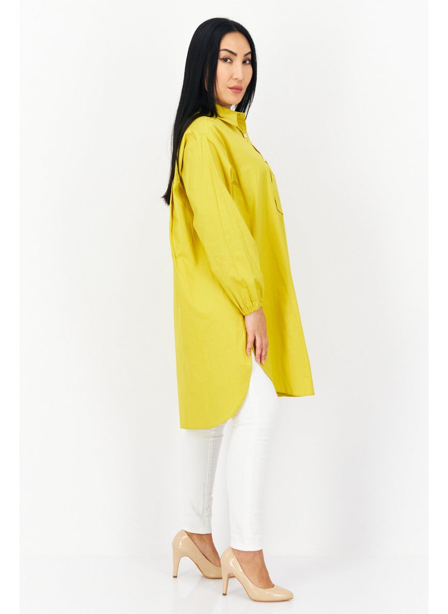 Women Point Neck Long Sleeve Plain Blouse, Yellow - pzsku/Z59A882643911AB47626FZ/45/_/1739714936/30cb7f5c-2bb1-4967-9541-d146e388bc66