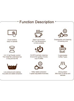 ecoffee Home Smart Fully Automatic Hot Milk Water Steam Latte Cappuccino Long Coffee Espresso Coffee Machine BTB-208  - Image 4