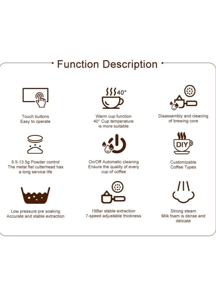 ecoffee Home Smart Fully Automatic Hot Milk Water Steam Latte Cappuccino Long Coffee Espresso Coffee Machine BTB-208  - Image 4