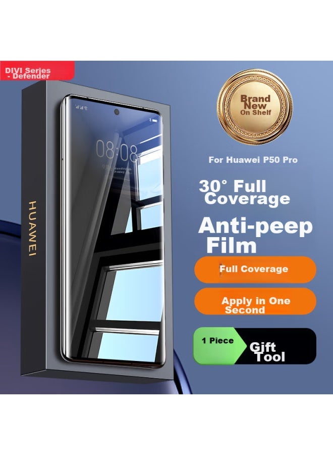 Divi Privacy Screen Protector For Huawei P50 Pro, Hydrogel Film, Anti-peeping, Full Coverage, Non-tempered Glass, Shatterproof, Scratch-resistant Protective Film