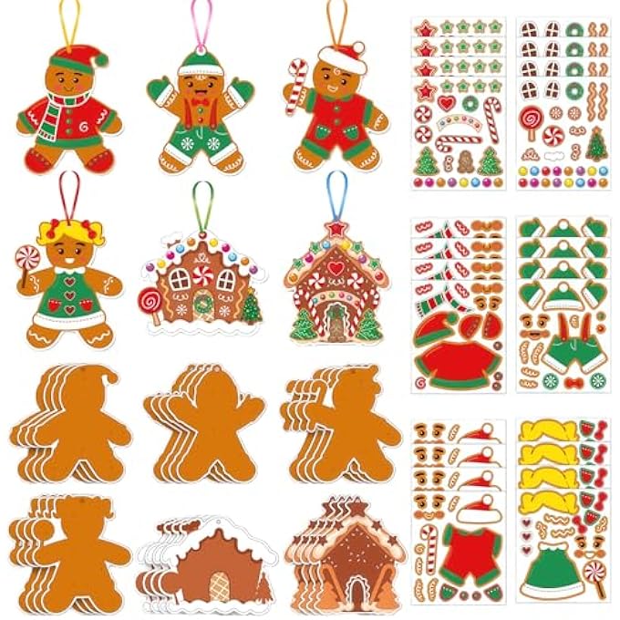 24 GINGERBREAD CRAFTS SETS DIY CHILDREN'S CREATIVITY, CHILDREN'S CHRISTMAS PARTY CRAFTS SETS KIDS GROUP ACTIVITIES HANGING PARTY - Image 1