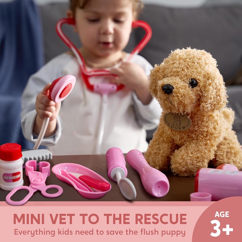 SYNCFUN Children's Doctor's Case, Animal Doctor Toy, Doctor's Case for Children with Plush Poodle Toy, and Portable Doctor Bag, Gift for Children Role-Play Toys from 3 Years Old - Image 2