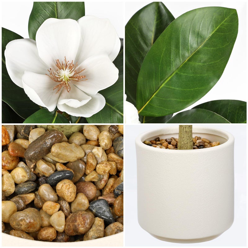 Briful 3FT Artificial Magnolia Flower Tree Faux White Magnolia Floral Tree with Cream Resin Pot Silk Flower Tree for Home & Office Living Room DÃ©cor - Image 3