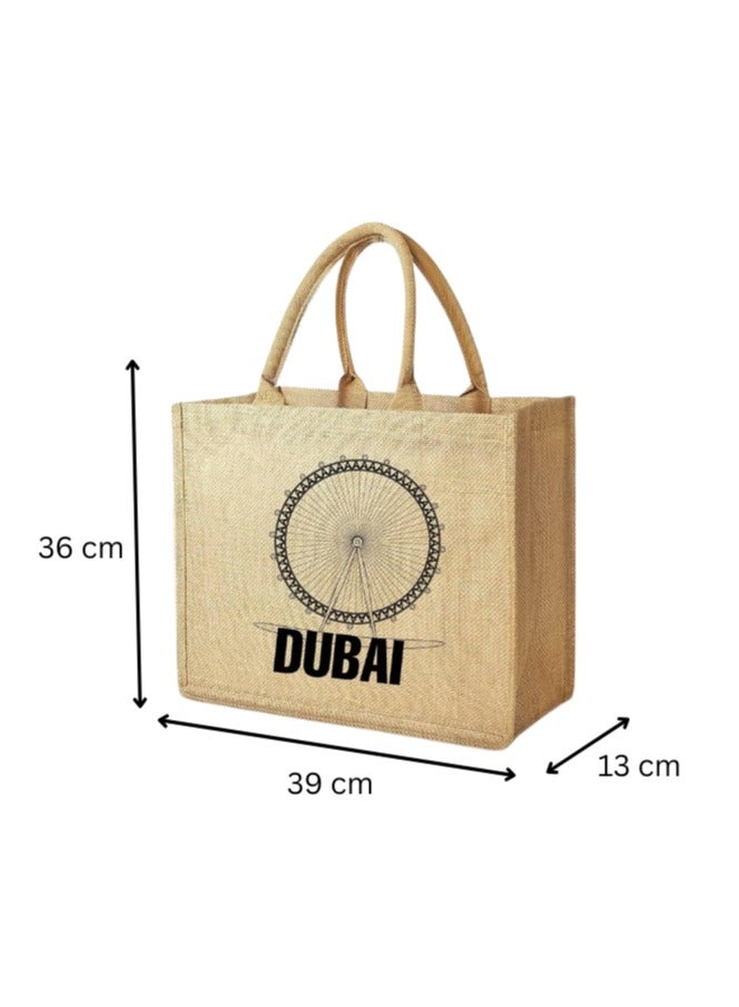 Pearl Coast Dubai Souvenir Jute Bag – EcoChic Tote Bags | Pack of 12 | Durable, Stylish & Reusable - Image 2