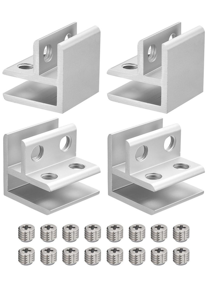 90 Degree Glass Clamp, Glass Clamp Holder for Thickness 8-10mm Aluminum Alloy Glass Shelf Support Bracket Double Side Glass Holder for Cabinet Cupboard (Set of 4) - Image 1