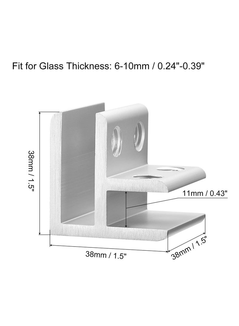 90 Degree Glass Clamp, Glass Clamp Holder for Thickness 8-10mm Aluminum Alloy Glass Shelf Support Bracket Double Side Glass Holder for Cabinet Cupboard (Set of 4) - Image 2
