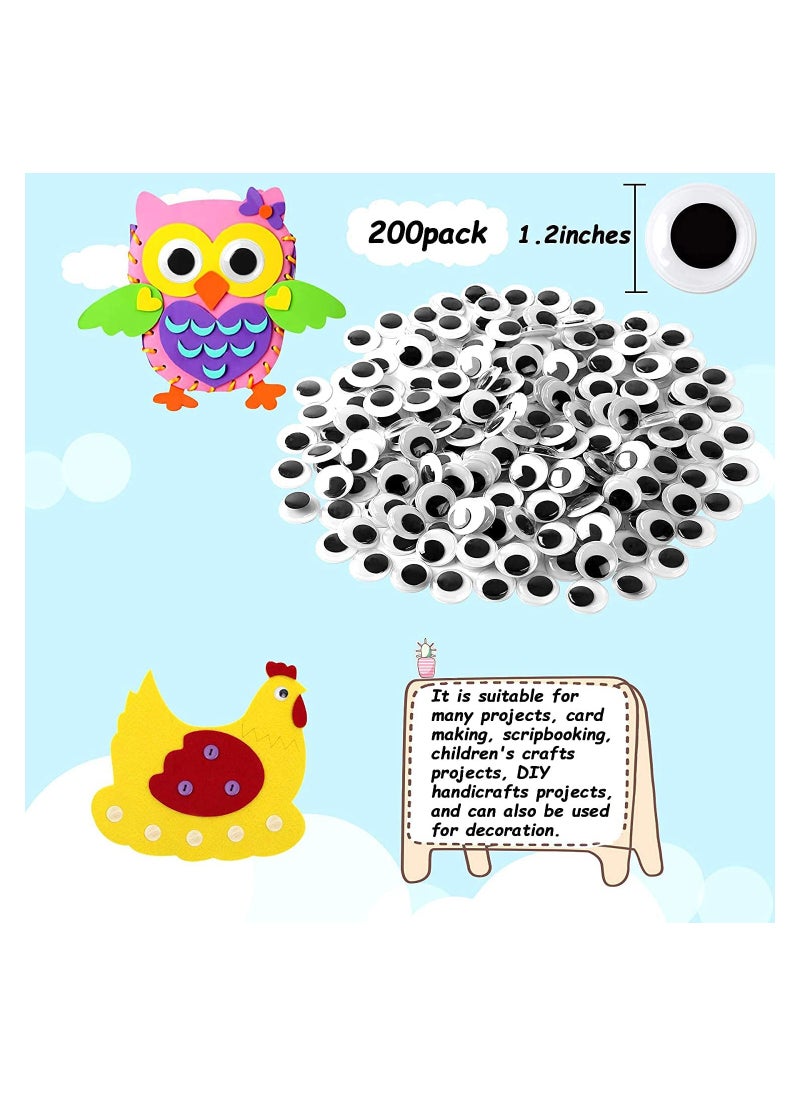 Captaintech Wiggle Eyes Self Adhesive Black White Googly Eyes, Plastic Wiggle Eyes Self- Adhesive Googly Eyes for Scrapbooking DIY Crafts Doll Masking Supply for DIY Crafts Decoration (30mm) 200 Pieces  - Image 2