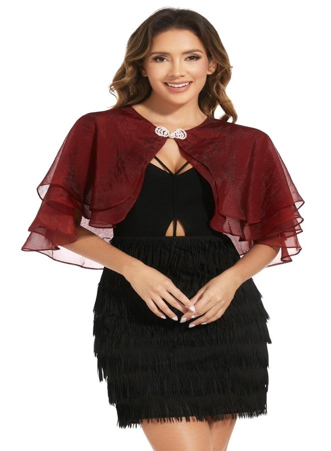 Sepsap Women's Sheer Tencel Shawls and Wraps for Evening Dresses Soft Wedding Cape Lightweight Bridesmaid Scarves Cover Up (Ruby) - Image 4