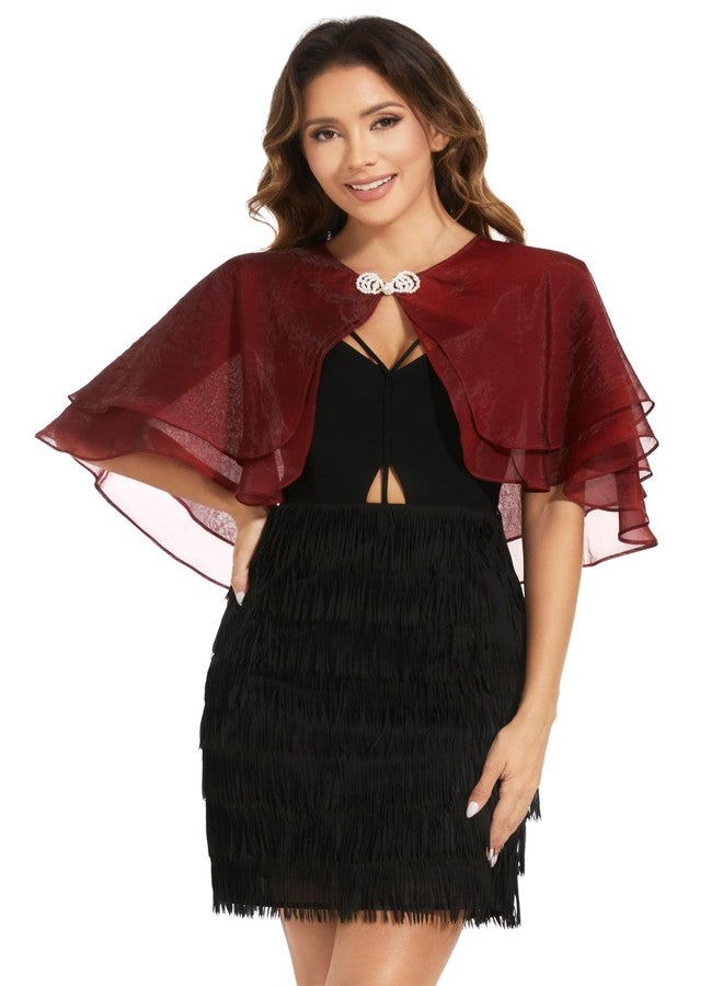 Sepsap Women's Sheer Tencel Shawls and Wraps for Evening Dresses Soft Wedding Cape Lightweight Bridesmaid Scarves Cover Up (Ruby) - Image 1