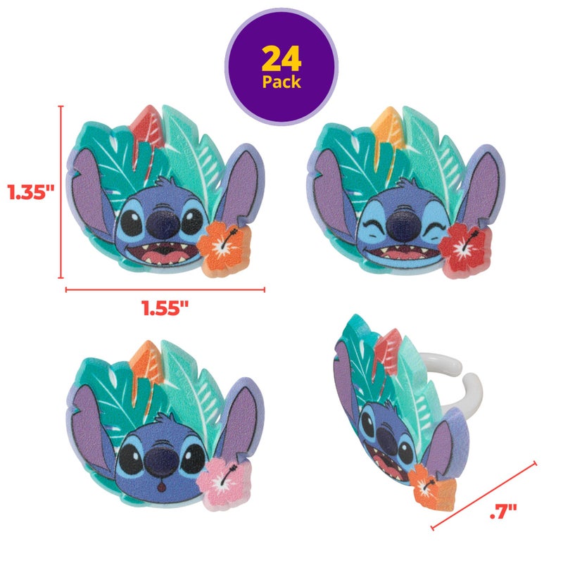DecoPac Disney's Stitch 'Ohana Cupcake Rings, 24 Lilo & Stitch Cupcake Decorations For Birthday Parties & Celebrations, Food Safe Cake Toppers â€“ 24 Pack - Image 4