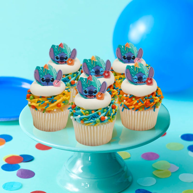 DecoPac Disney's Stitch 'Ohana Cupcake Rings, 24 Lilo & Stitch Cupcake Decorations For Birthday Parties & Celebrations, Food Safe Cake Toppers â€“ 24 Pack - Image 2