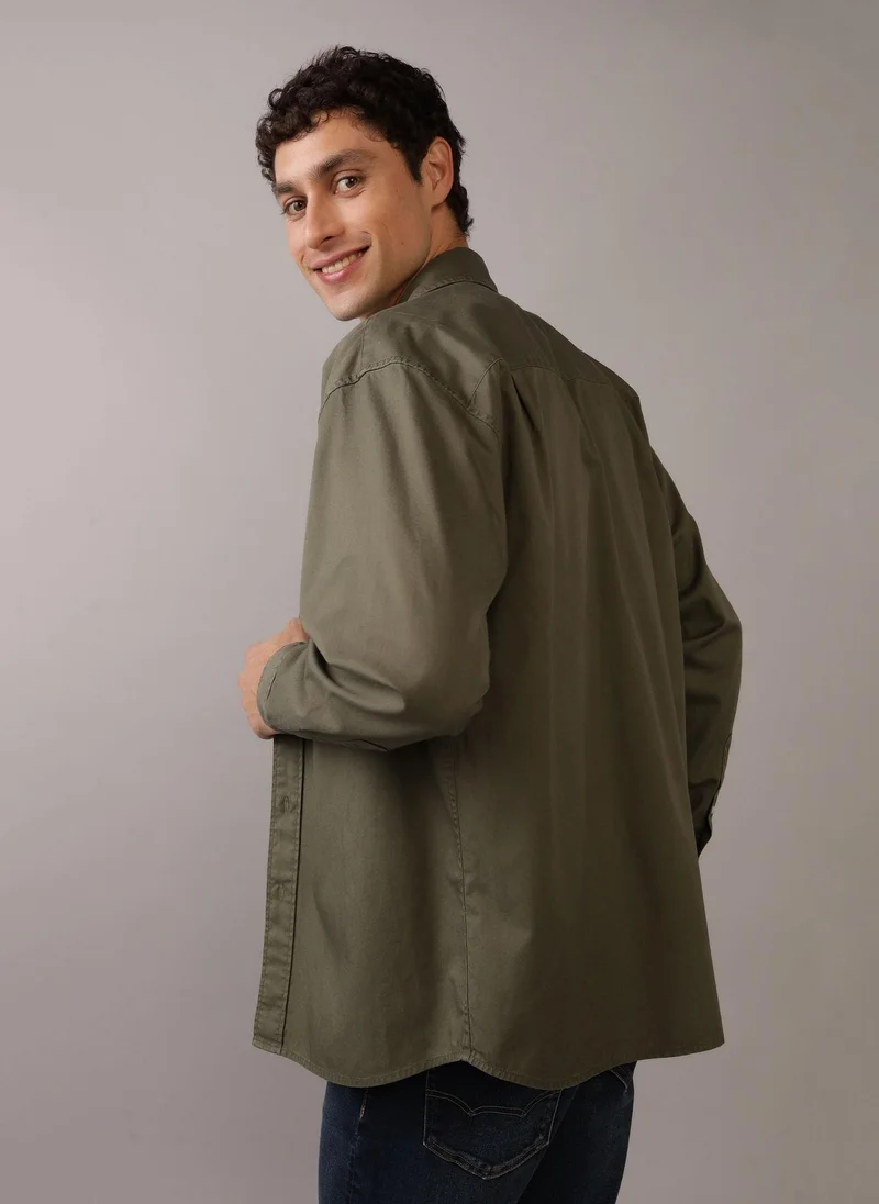 American Eagle Pocket Detail Button Down Oxford Shirt