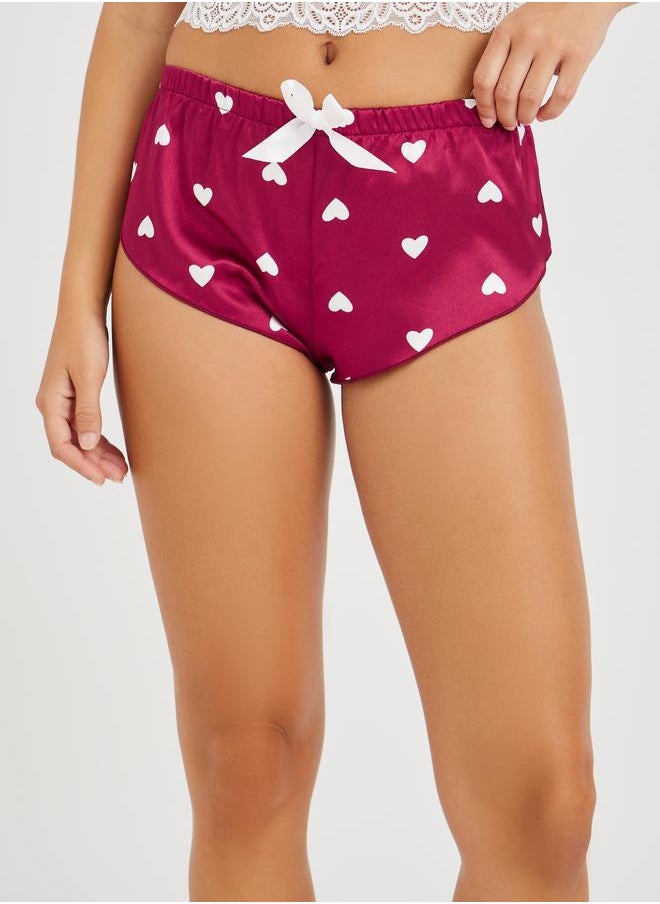 Styli Lace Bralette and All-Over Heart Print Shorts Set