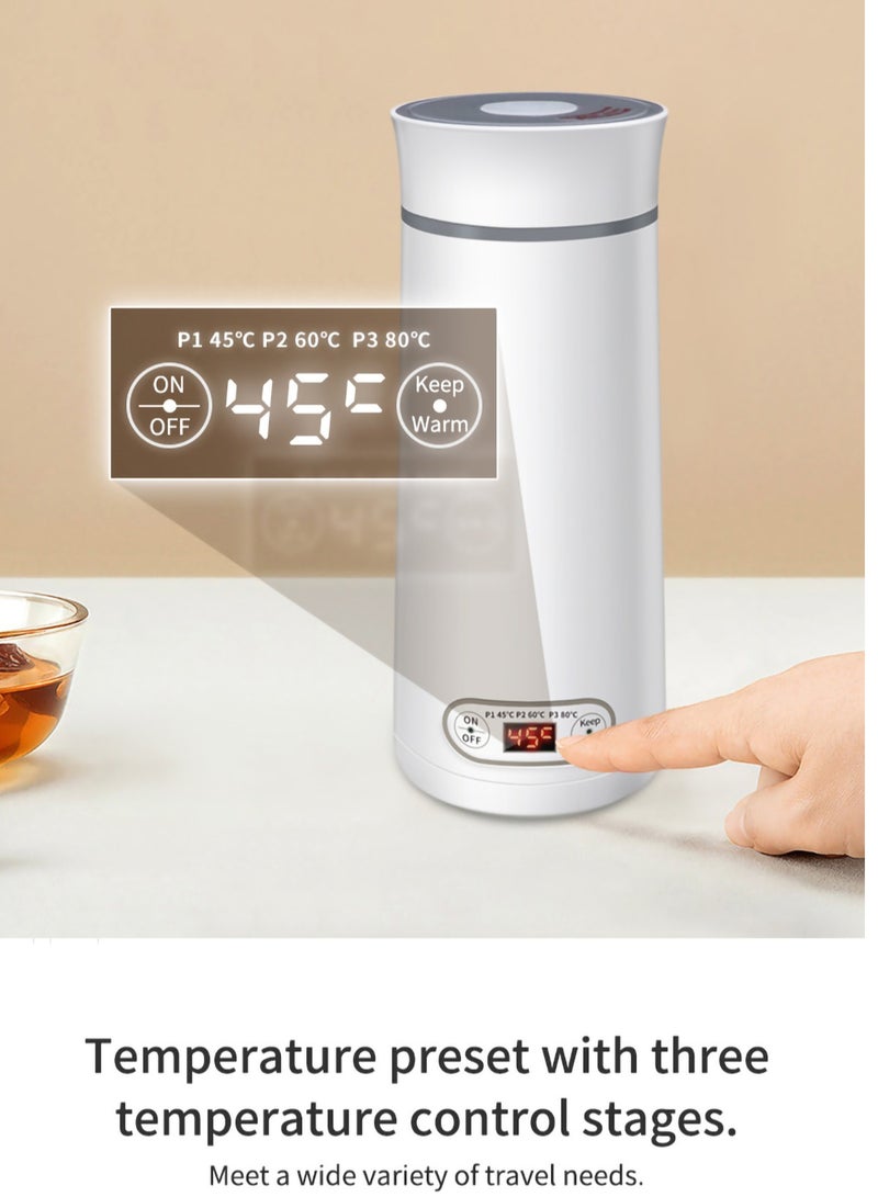 SOLARAE Travel Kettle Electric Small - Portable Kettle for Travel - Mini Hot Water Boiler/Maker/Warmer/Heater for Tea - Small Size One Cup Bottle/Thermos for Boil Water Single/Personal, White - Image 5