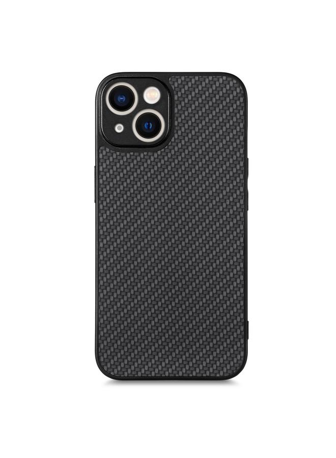 اس-توب جراب لهاتف iPhone 13 مصنوع من ألياف الكربون وغطاء خلفي من الجلد - Image 2