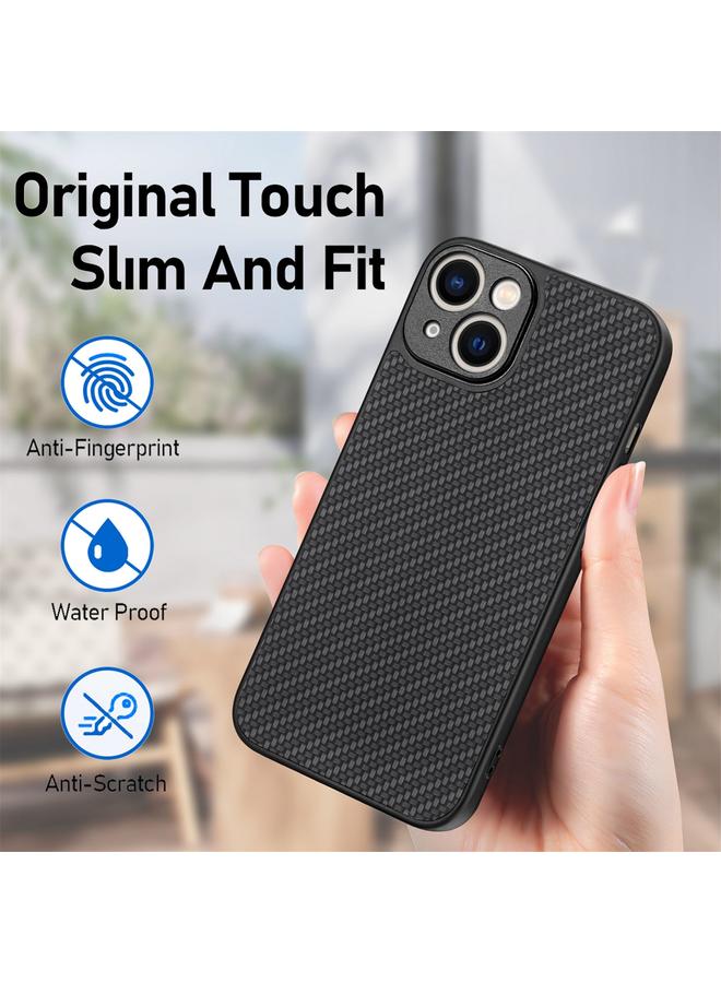 اس-توب جراب لهاتف iPhone 13 مصنوع من ألياف الكربون وغطاء خلفي من الجلد - Image 4