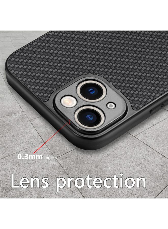 اس-توب جراب لهاتف iPhone 13 مصنوع من ألياف الكربون وغطاء خلفي من الجلد - Image 5