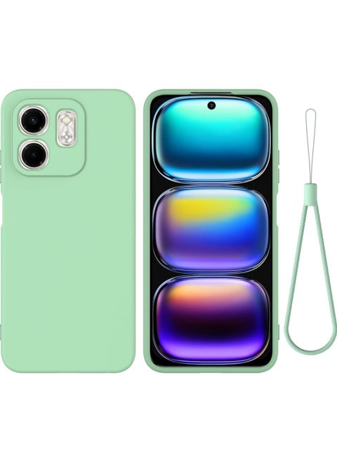 حالة متوافقة مع هاتف Infinix Smart 9، بلاستيك سيليكون ناعم بمادة TPU مع طبقة من القماش الميكروفيبر، غطاء مضاد لأثر الأصابع ومضاد للصدمات مع حبل التروس.