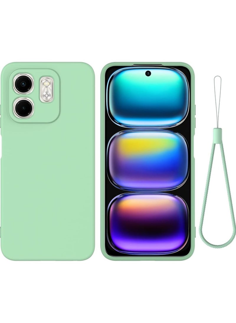 حالة متوافقة مع هاتف Infinix Smart 9، بلاستيك سيليكون ناعم بمادة TPU مع طبقة من القماش الميكروفيبر، غطاء مضاد لأثر الأصابع ومضاد للصدمات مع حبل التروس.
