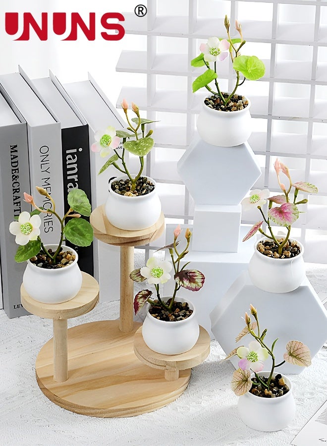 UNUNS Fake Plants Potted,6 pcs Artificial Mini Bonsai Plant Set,Realistic Plant Decor with Pot,Faux Plants,Mini Potted Plants,Faux Greenery for Home Office Party Indoor Window Decor,6x12cm - Image 1