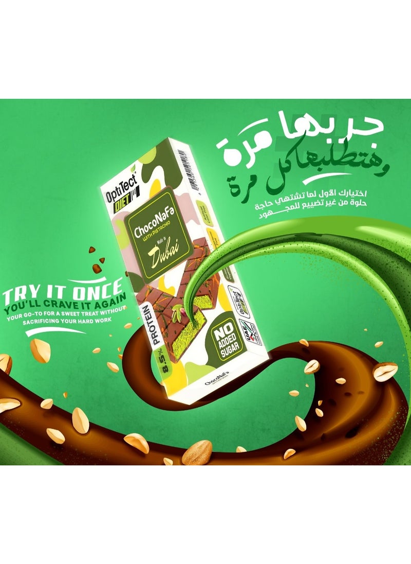 OptiTect - Dubai Chocolate - Diet Choconafa With Pistachio, 100 Gm, 8.5% PROTEIN, Suitable For Vegetarians - Image 1