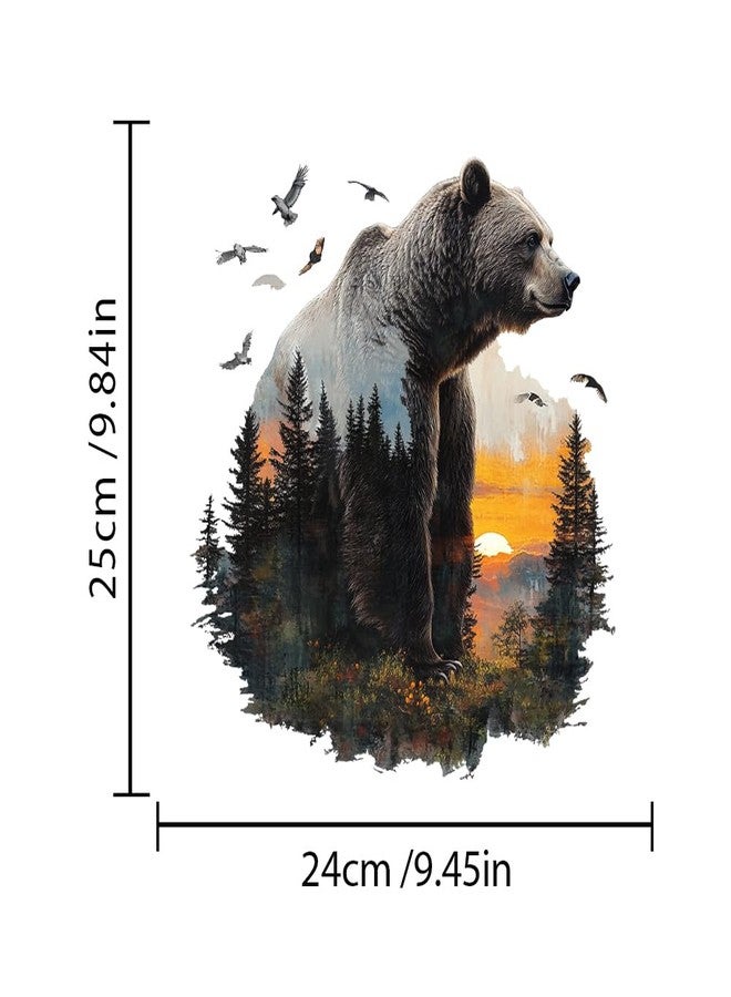 Iprokiu Funny Animal Toilet Seat Cover Decal Waterproof Cartoon Dog Cat Toilet Seat Lid Sticker Dinosaur Duck Washroom Bathroom Decal Home Wall Sticker (Side Bear) - Image 4