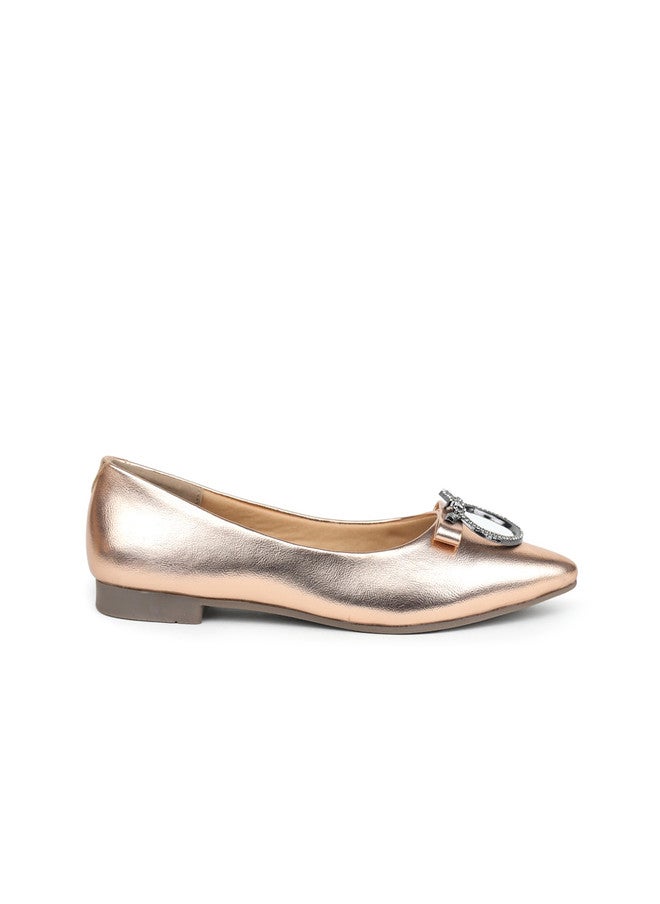 She Zone Rose Gold Pointed Toe Ballerinas for Women - Image 4