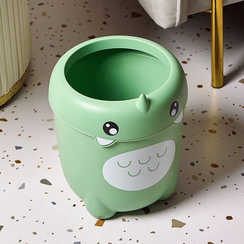 Dinosaur Trash Can Lovely Wastepaper Basket Cartoon Animal Design Garbage Container Bin for Bathroom Kitchen Bedroom Home Office Light Green - Image 4