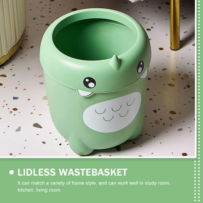Dinosaur Trash Can Lovely Wastepaper Basket Cartoon Animal Design Garbage Container Bin for Bathroom Kitchen Bedroom Home Office Light Green - Image 2