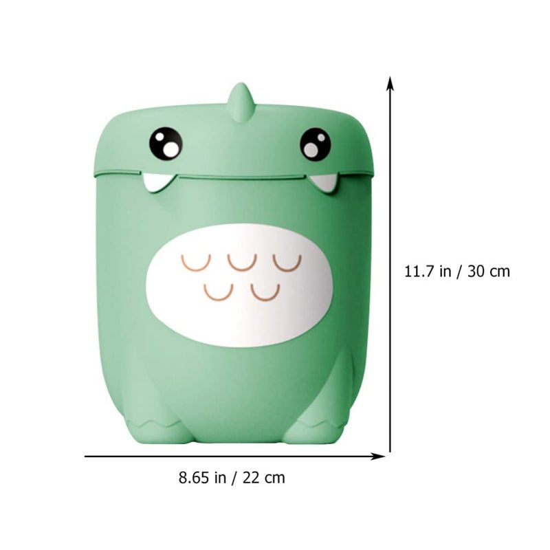 Dinosaur Trash Can Lovely Wastepaper Basket Cartoon Animal Design Garbage Container Bin for Bathroom Kitchen Bedroom Home Office Light Green - Image 5