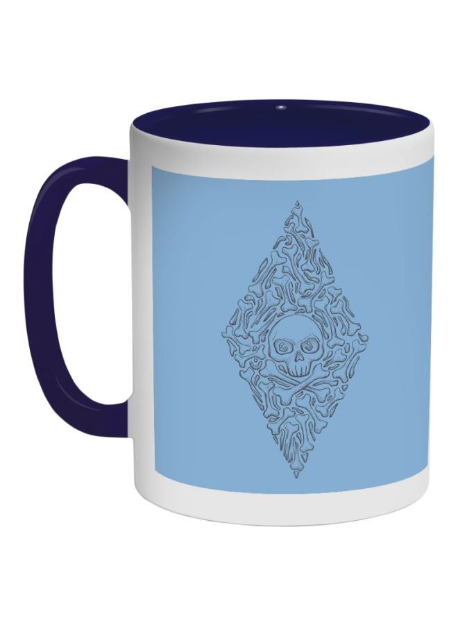 RYN Bones And Skull Printed Coffee Mug Blue/White/Black 325ml