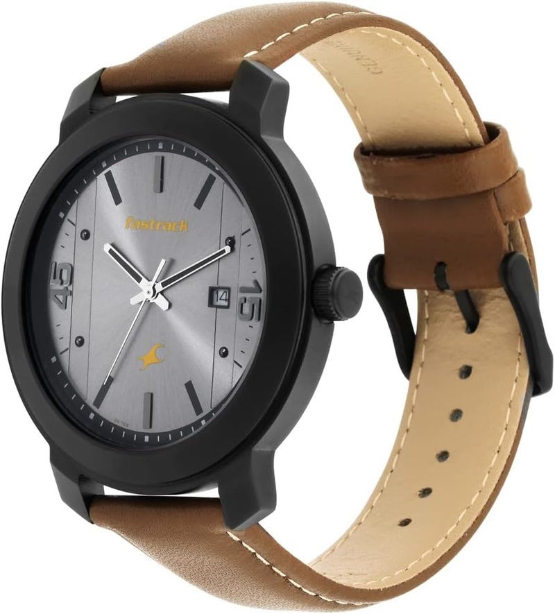 فاستراك ساعة فاستراك بير بيسكس التناظرية للرجال بمينا رمادي - 3246NL01/NP3246NL01، رمادي، حزام - Image 2