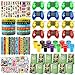 LiYiQ 122 Pcs Video Game Party Favors With Video Game Keychains Slap Bracelets Temporary Tattoos Silicone Wristband Gift Tags Stamps Stickers and Gift Bags for Gamer Birthday Party Supplies - Image 3