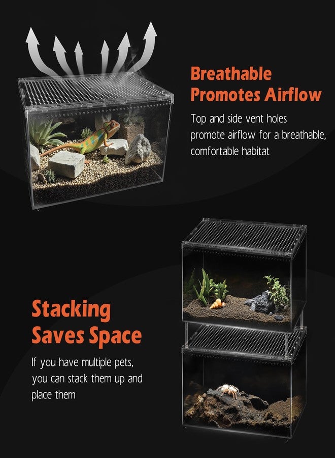 AZV Escape Proof Reptile Terrarium,Shatter Proof Polycarbonate Tarantula Tank with Magnetic Lid,Ventilated Spider Enclosure,360° Clear View,Easy Clean Habitat for Gecko,Frogs,Insects,Hermit Crabs XL - Image 5