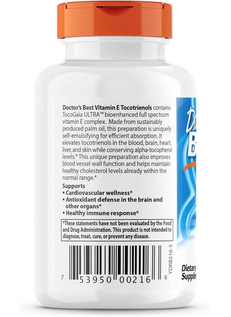 Doctor's BEST Tocotrienols Contains Evnol Suprabio Full Spectrum Vitamin E Complex 60 Count  - Image 2