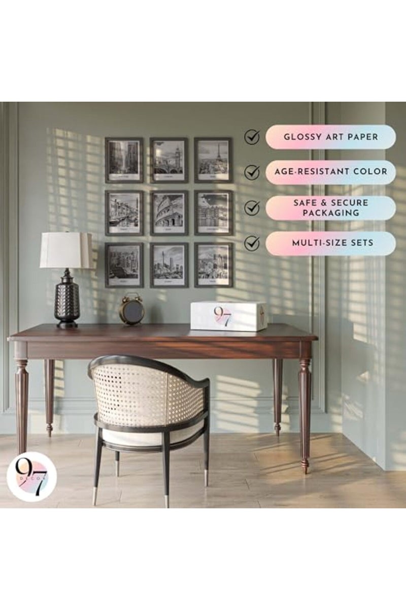 97 Decor طباعة فن الجدران باللونين الأسود والأبيض - صور المناظر الطبيعية للمدينة، فن العمارة الشهير، ديكور الجدران، ملصق المباني الأوروبية، صورة أفق نيويورك (8x10 غير مؤطرة) - Image 5