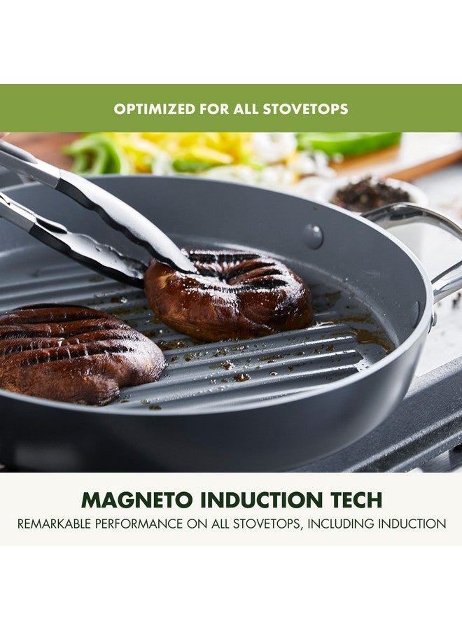 GreenPan Valencia Pro Hard Anodized Healthy Ceramic Nonstick 11" Grill Pan, PFAS-Free, Induction, Dishwasher Safe, Oven Safe, Gray - Image 2