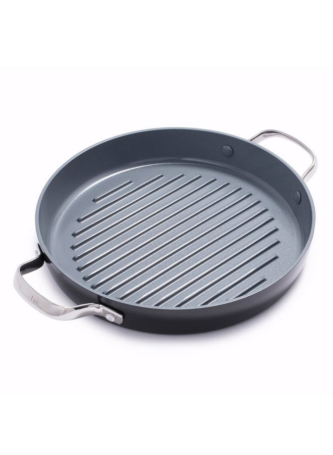 GreenPan Valencia Pro Hard Anodized Healthy Ceramic Nonstick 11" Grill Pan, PFAS-Free, Induction, Dishwasher Safe, Oven Safe, Gray - Image 1