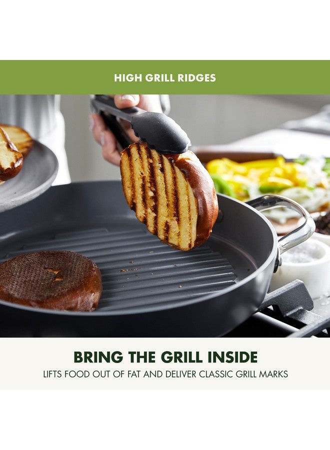 GreenPan Valencia Pro Hard Anodized Healthy Ceramic Nonstick 11" Grill Pan, PFAS-Free, Induction, Dishwasher Safe, Oven Safe, Gray - Image 4