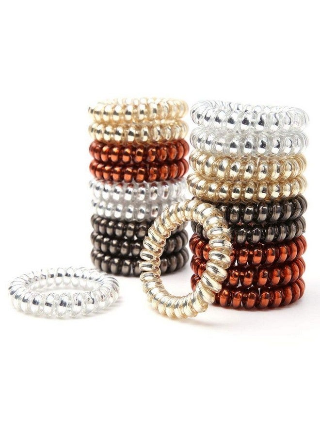 DN Creation Assorted Color Spiral Shape Ponytail Holder for Women, Hair Ties Gum Rubber Band Hair Rope Telephone Wire Hair Accessories - Set of 4 - Image 3